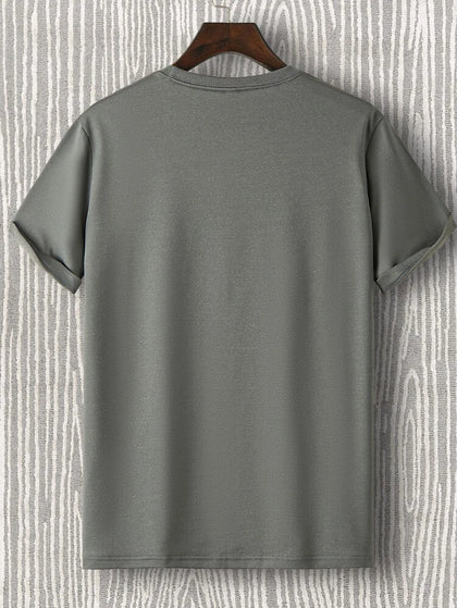 Mens Cotton Sticker Printed T-Shirt TTMPS34 - S.Grey