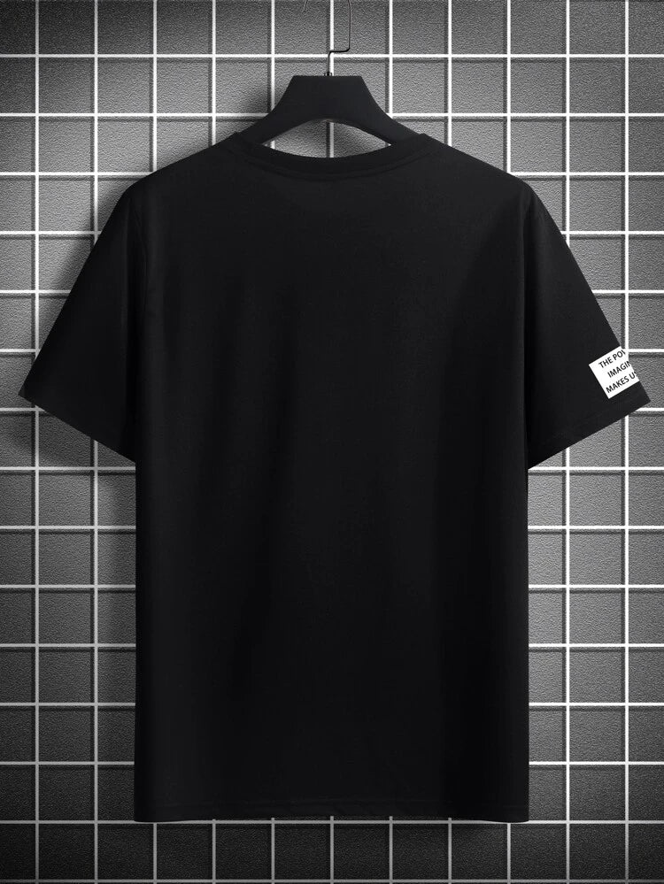 Mens Cotton Sticker Printed T-Shirt TTMPS12 - Black