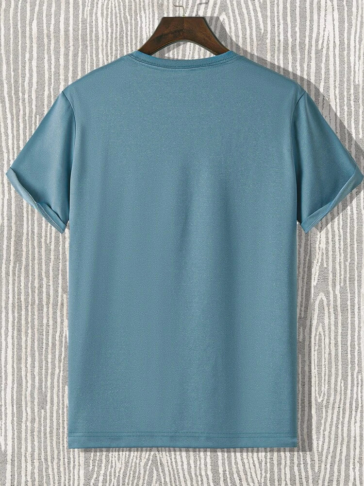 Mens Cotton Sticker Printed T-Shirt TTMPS34 - Light Blue