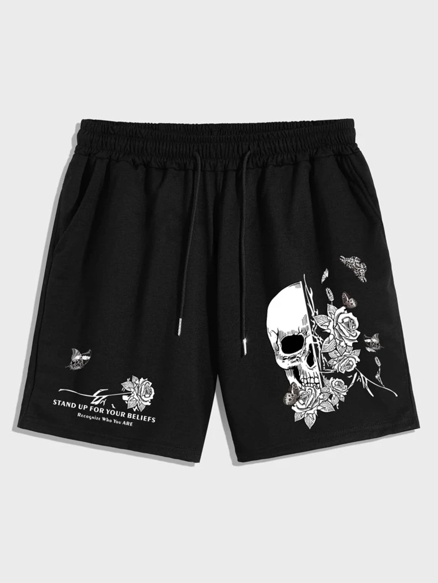 Mens Cotton Terry Printed Shorts by Tee Tall - TTMSHO2 - Black