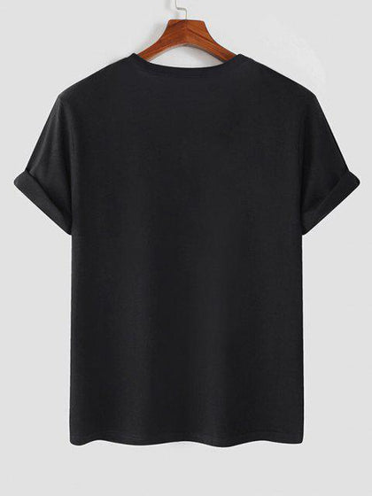 Mens Cotton Sticker Printed T-Shirt TTMPS37 - Black