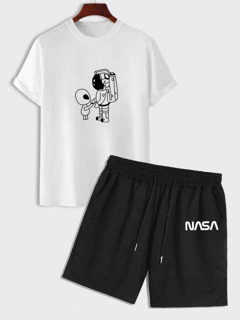 Mens Summer Shorts + T-Shirt Set - TTMSS38 - White Black