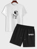 Mens Summer Shorts + T-Shirt Set - TTMSS38 - White Black