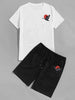 Mens Summer Shorts + T-Shirt Set - TTMSS29 - White Black
