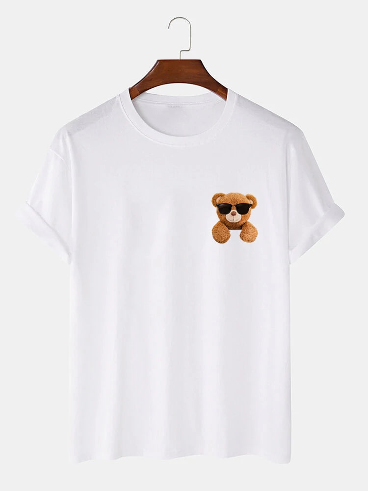 Mens Cotton Sticker Printed T-Shirt TTMPS28 - White