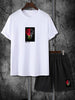 Mens Summer Shorts + T-Shirt Set - TTMSS66 - White Black
