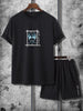 Mens Summer Shorts + T-Shirt Set - TTMSS58 - Black Black