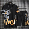 Mens Summer Shorts + T-Shirt Set - TTMSS26 - Black Black