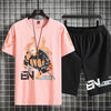 Mens Summer Shorts + T-Shirt Set - TTMSS27 - Pink Black