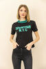 Womens Printed Ribbed Neck Cotton T-Shirt MWUTS37