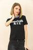 Womens Printed Ribbed Neck Cotton T-Shirt MWUTS39