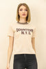 Womens Printed Ribbed Neck Cotton T-Shirt MWUTS41