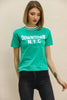 Womens Printed Ribbed Neck Cotton T-Shirt MWUTS38