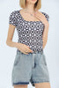 Womens Printed Square Neck Detail Top MWUCT14