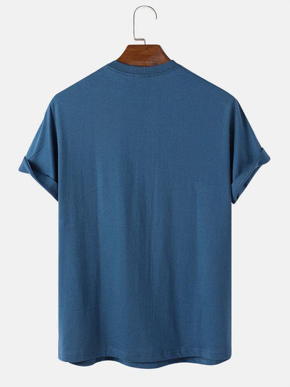 Mens Cotton Sticker Printed T-Shirt TTMPS18 - Blue