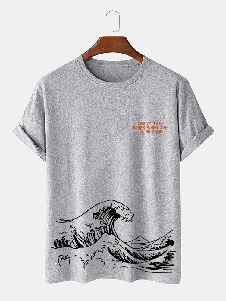 Mens Cotton Sticker Printed T-Shirt TTMPS36 - Grey